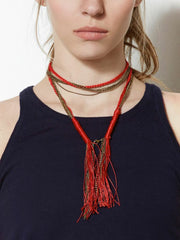 Sadie Chain & Braided Tassle Necklace